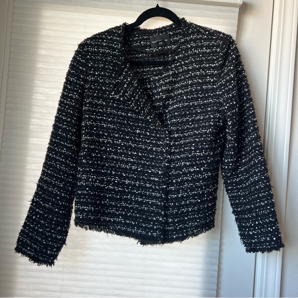Club Monaco black and white tweed jacket (Size 10)